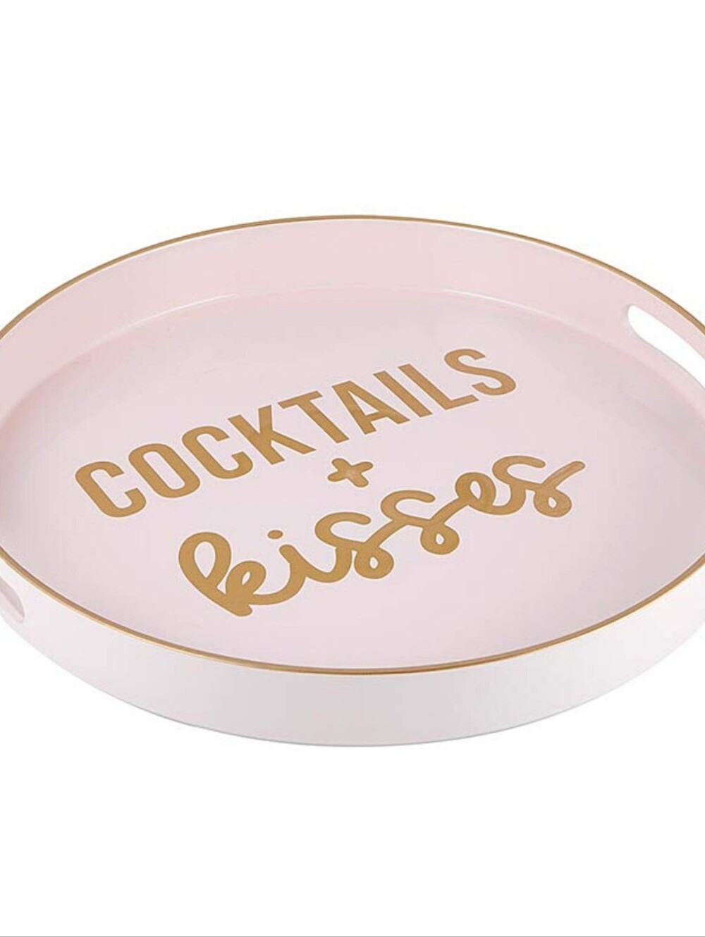 Cocktails + Kisses Pink Serving Tray with Gold Lettering